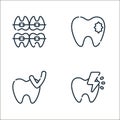 dentist line icons. linear set. quality vector line set such as pain, dentist, caries