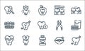dentist line icons. linear set. quality vector line set such as clean tooth, mouthwash, dental crown, mouth, dental care, brackets