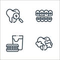 dentist line icons. linear set. quality vector line set such as cleaning, denture, brackets