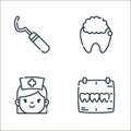 dentist line icons. linear set. quality vector line set such as x ray, nurse, tooth