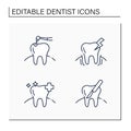 Dentist line icons set