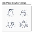 Dentist line icons set