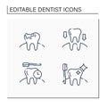 Dentist line icons set