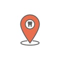 Dentist location icon with dental image - geolocation pin idea