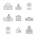 Dentist location icon set - dental images, dental building with