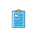 Dentist Medical History icon. Dentist`s Notebook and tooth thin line art icons, Dental Care. Vector illustration