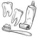 Dentist objects sketch Royalty Free Stock Photo