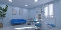 Dentist office interior, 3d render, 3d illustration clean clinic