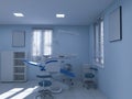 Dentist office interior, 3d render, 3d illustration orthodontist work Royalty Free Stock Photo