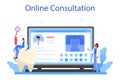 Dentist online service or platform. Dental doctor in uniform treating