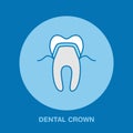 Dentist, orthodontics line icon. Dental crown, tooth treatment sign, medical elements. Health care thin linear symbol Royalty Free Stock Photo