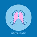 Dentist, orthodontics line icon of dental plate, teeth alignment. Tooth treatment equipment sign, medical elements Royalty Free Stock Photo