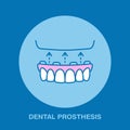 Dentist, orthodontics line icon. Dental prosthesis, tooth orthopedics sign, medical elements. Health care thin linear