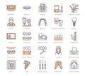 Dentist, orthodontics line icons. Dental care equipment, braces, tooth implant, veneers, toothbrush, caries treatment Royalty Free Stock Photo