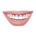 Dentist, orthodontist. Vector illustration. Braces on teeth. open mouth.