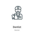 Dentist outline vector icon. Thin line black dentist icon, flat vector simple element illustration from editable dentist concept Royalty Free Stock Photo