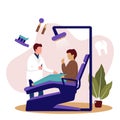 Dentist Patient Consultation Tooth Doctor Dental Health Care Flat Illustration