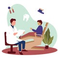 Dentist Patient Consultation Tooth Doctor Dental Health Care Flat Illustration