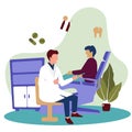 Dentist Patient Consultation Tooth Doctor Dental Health Care Flat Illustration