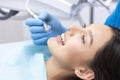 Dentist and patient in the dental office. Woman having teeth examined Royalty Free Stock Photo