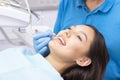 Dentist and patient in the dental office. Woman having teeth examined Royalty Free Stock Photo