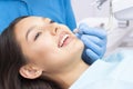 Dentist and patient in the dental office. Woman having teeth examined Royalty Free Stock Photo