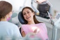 Dentist and patient in dentist office Royalty Free Stock Photo