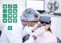 Dentist patient wearing VR Virtual Reality Headset with Interface Royalty Free Stock Photo