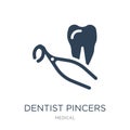 dentist pincers icon in trendy design style. dentist pincers icon isolated on white background. dentist pincers vector icon simple