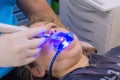 young woman or teenage girl having braces fitted at dentist Royalty Free Stock Photo