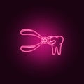 dentist pliers icon. Elements of Dental in neon style icons. Simple icon for websites, web design, mobile app, info graphics