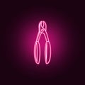 dentist pliers icon. Elements of Dental in neon style icons. Simple icon for websites, web design, mobile app, info graphics