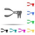 dentist pliers multi color style icon. Simple glyph, flat vector of dental icons for ui and ux, website or mobile application Royalty Free Stock Photo