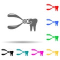 dentist pliers multi color style icon. Simple glyph, flat vector of dental icons for ui and ux, website or mobile application
