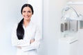 Dentist Portrait. Woman Smiling at her Workplace. Dental Clinic