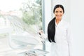 Dentist Portrait. Woman Smiling at her Workplace. Dental Clinic