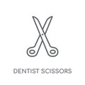 dentist Scissors linear icon. Modern outline dentist Scissors lo