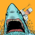 A dentist and a shark, the doctor makes cauterized Royalty Free Stock Photo