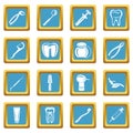 Dentist stomatologist icons set sapphirine square