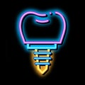 Dentist Stomatology Tooth Implant neon glow icon illustration