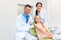 Dentist Team and Happy Patient at Dental Clinic Royalty Free Stock Photo
