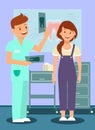 Dentist Telling Woman Good News Flat Illustration