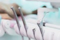 Dentist tool, varities of quipment Royalty Free Stock Photo