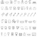 Dentist tools outline icons set