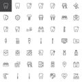 Dentist tools outline icons set