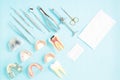 Dentist tools and prosthodontic. Royalty Free Stock Photo