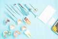 Dentist tools and prosthodontic. Royalty Free Stock Photo