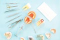 Dentist tools and prosthodontic.