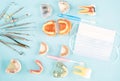 Dentist tools and prosthodontic.