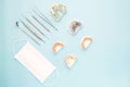 Dentist tools and prosthodontic. Royalty Free Stock Photo